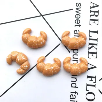 

new 10pcs/lot Flat back Resin croissants design charms phone protection DIY resin necklaces accessories cabochons pendant