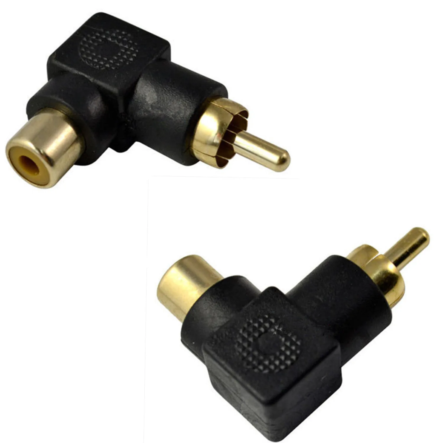Gold Plated RCA Male to RCA Female Right Angle Adapter Adaptor
