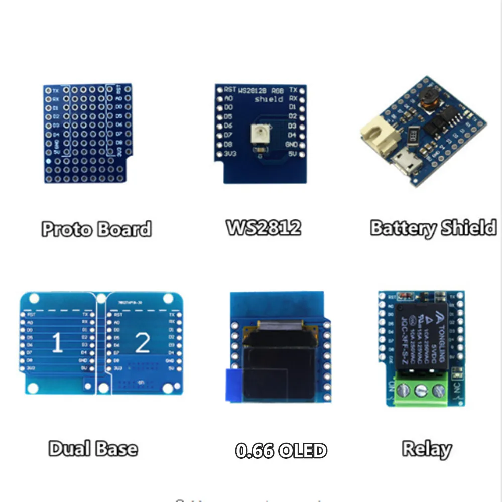 Макетная плата ESP8266 D1 Mini Pro WiFi NodeMcu Lua Защита аккумулятора Relay SHT30 WS2812 Dual Base 0 66 OLED для