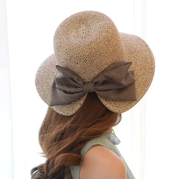 

Hat women female summer Korean version of the visor bow fisherman hat travel anti-mite sun hat beach seaside straw hat Femme Cap