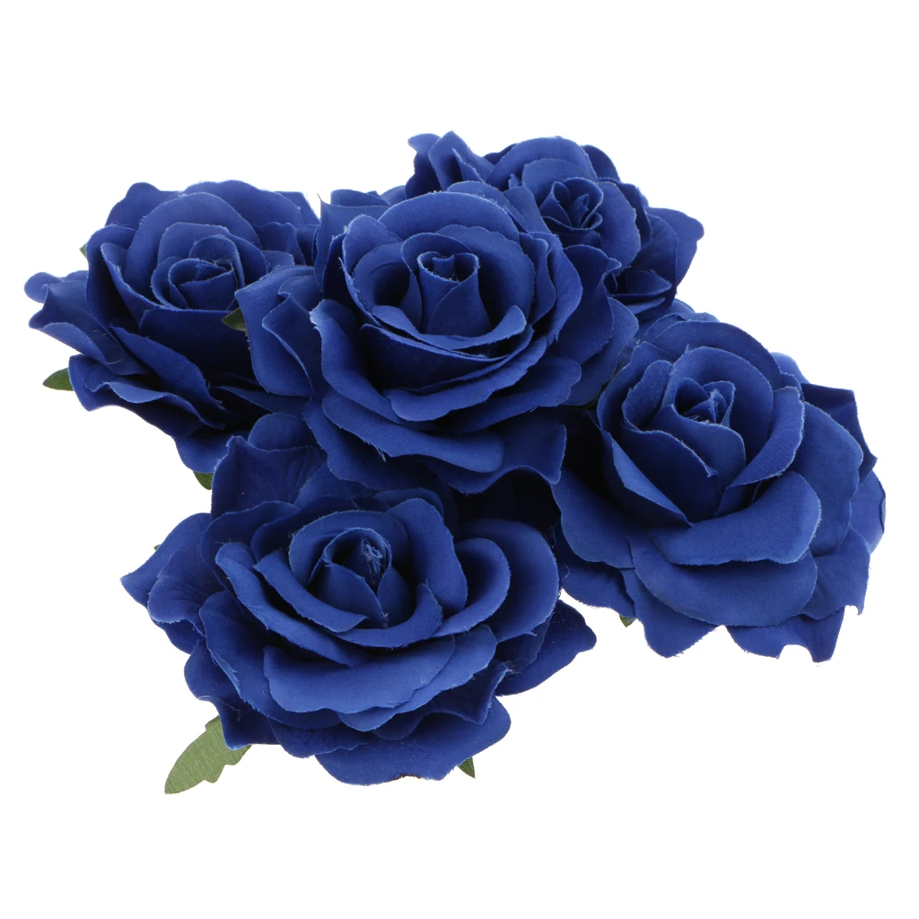 5Pcs Silk Rose Heads Artificial Flower for Wedding Bride Bouquet Party Background Decor DIY Crafts Supplies Photo Props