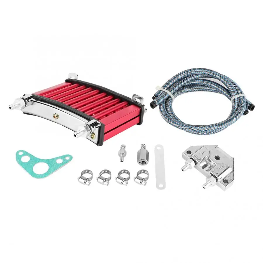 

Aluminum Alloy Motorcycle Engine Oil Cooler Cooling Kit Fit For 125cc 140cc 150cc