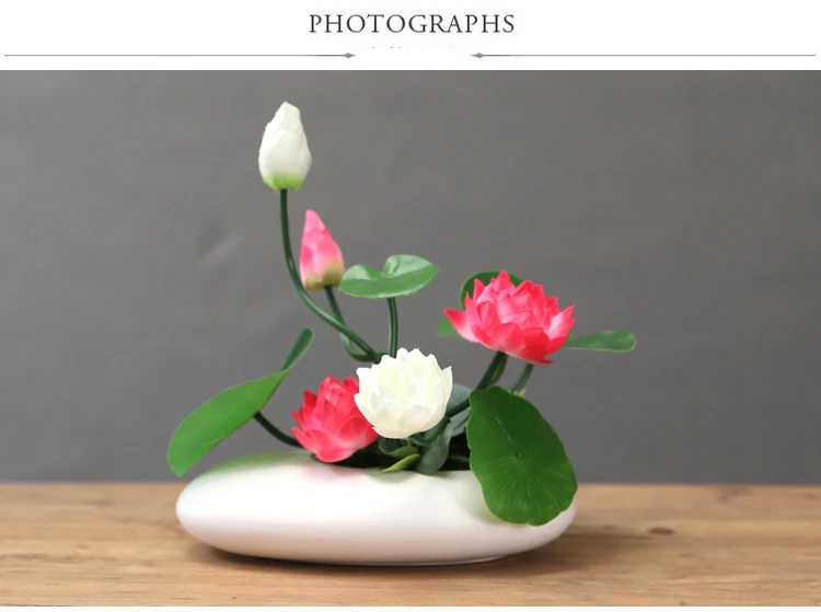 Новая керамическая ваза в китайском стиле+ имитация цветка лотоса Цветочные украшения современный отель домашний поддельный цветочный горшок статуэтки украшения