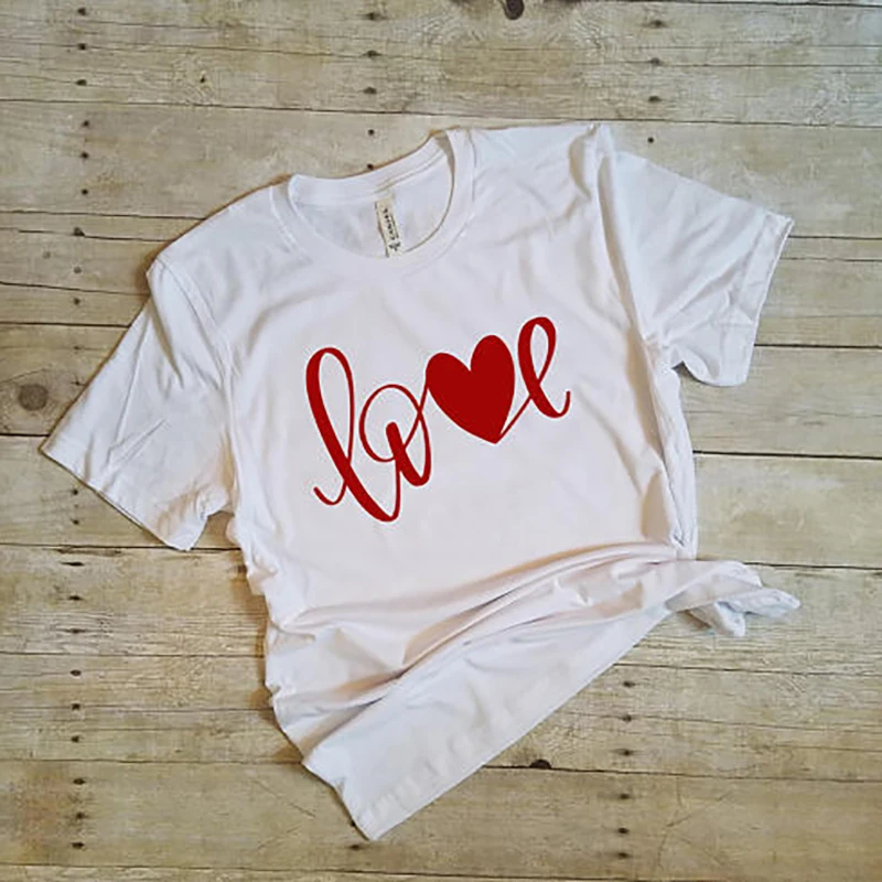 T Shirt Women Plus Size Tops Tshirt Tee Shirt Femme Graphic Tees Women T Shirt Love with Heart