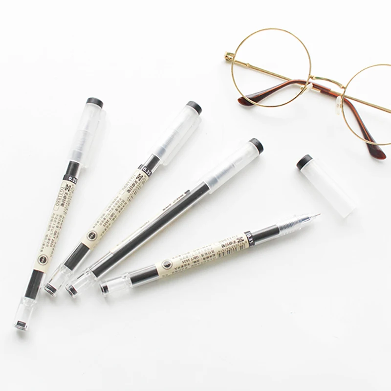 

4 Pcs/lot Gel Pen 0.35mm/0.5MM Black Ink Pen Office School Supplies Supply MUJI Style Creative Stationery Writing High Quality