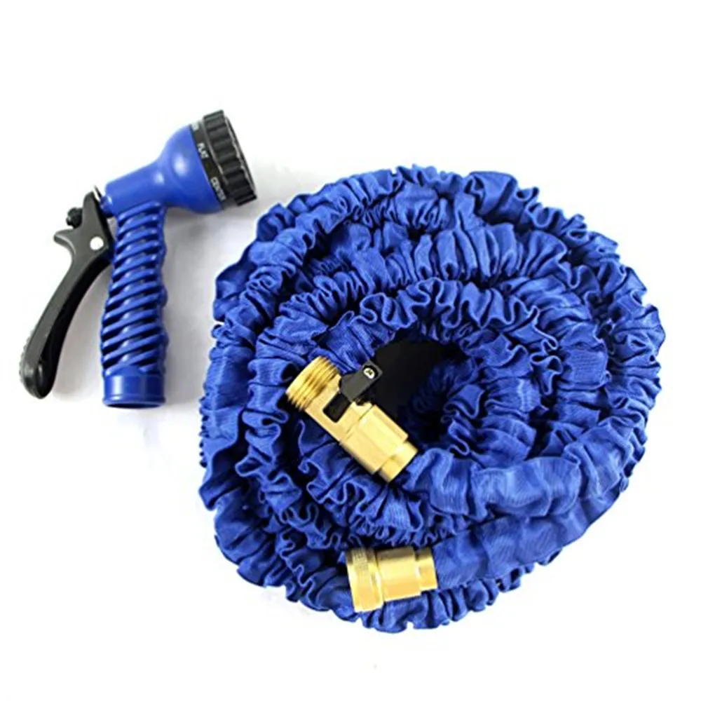 Rubber Expandable Garden Hose. Solid Brass Ends, Double Latex Core