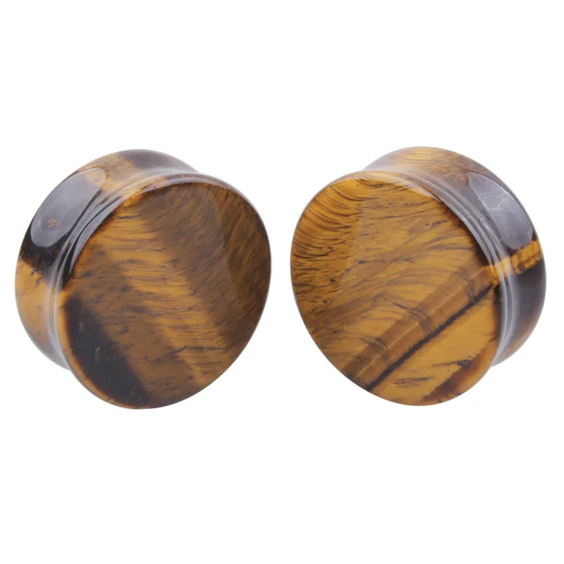 Piercing Jewelry Body Piercing Earrings Ear Piercing Jewelry Body Piercing Jewelry Body Jewelry 2pcs Yellow Tiger Eye Organic Flesh Stone Plugs and Tunnels Earring Ear Stretcher Expander Ear Gauges Piercing Women Men 6-25mm