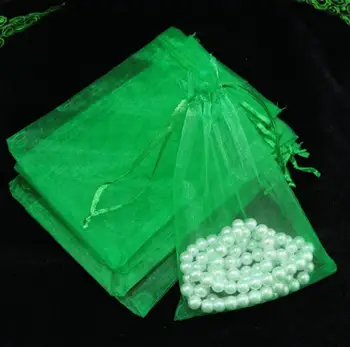 

9x12cm Jewelry Packing Drawable Organza Bags Wedding Gift Bags green Organza Pouch Wedding Party Favor Gift Bag