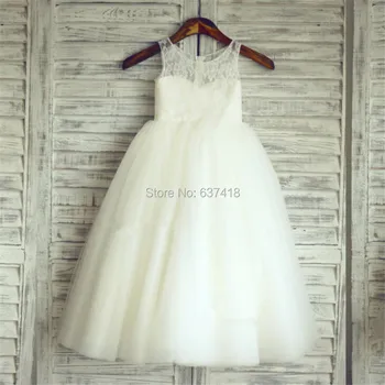 

Ivory Flower Girl Dress for Wedding with Lace Top Holy Communion Dresses Vestidos Comunion Ninas