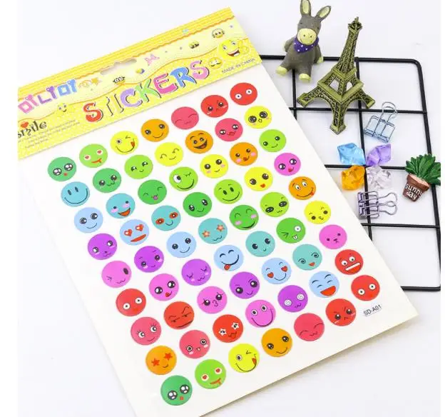 New 20 sheets 3D Puffy Stickers hot sell  Smiley face  mobile phone sticker Teacher's Reward Supplies Kids Early Learning Toys