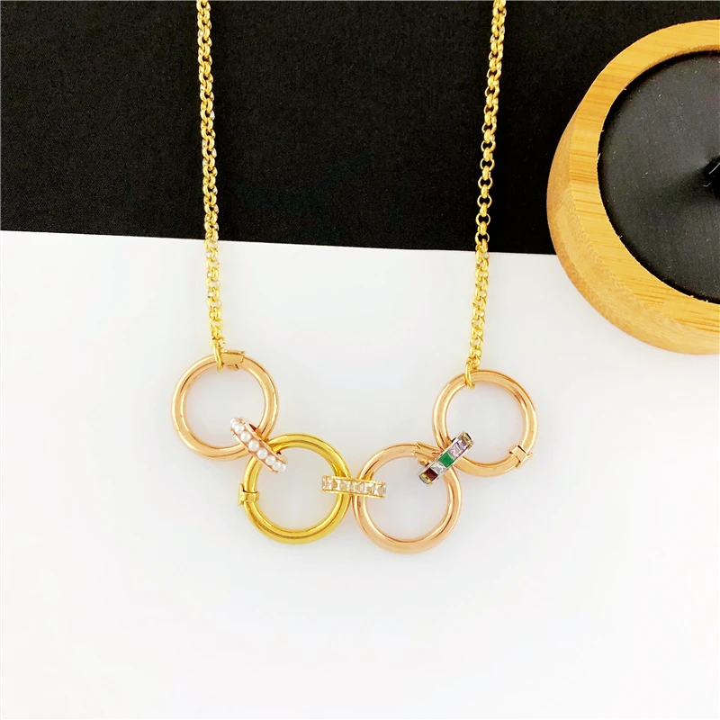 

Stainless Steel Cubic Zirconia cz Hoop Chain Necklace For Women fashion necklaces Sweater Chain European Jewelry Gift Accessorie