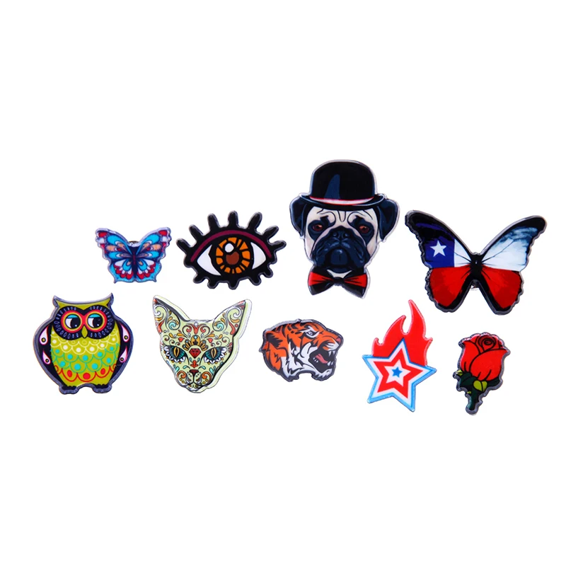 

Bulk Price 9 Styles Animal Star Rose Brooches For Women Owl Butterfly Eye Lapel Pins Fashion Jewelry Wholesale