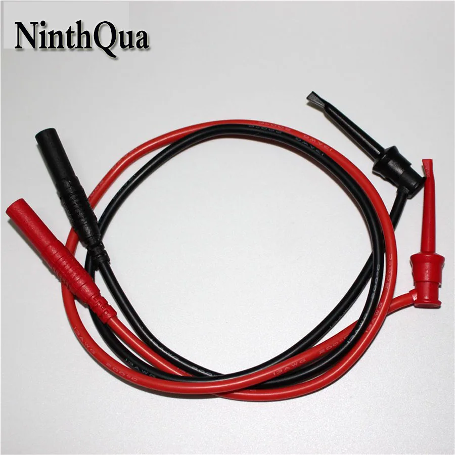 

2pcs 1M multimeter pen extension test hook clip with 4mm shrouded plug 16 AWG flexiable silicone cable for instrument testing