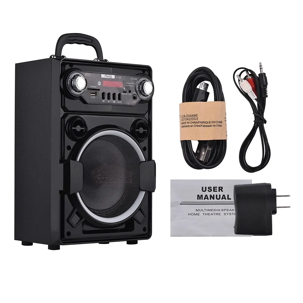 

Muslady KL-709 Portable Wireless BT Speaker Colorful LED Light Built-in Rechargeable Battery With Memory Card Slot USB