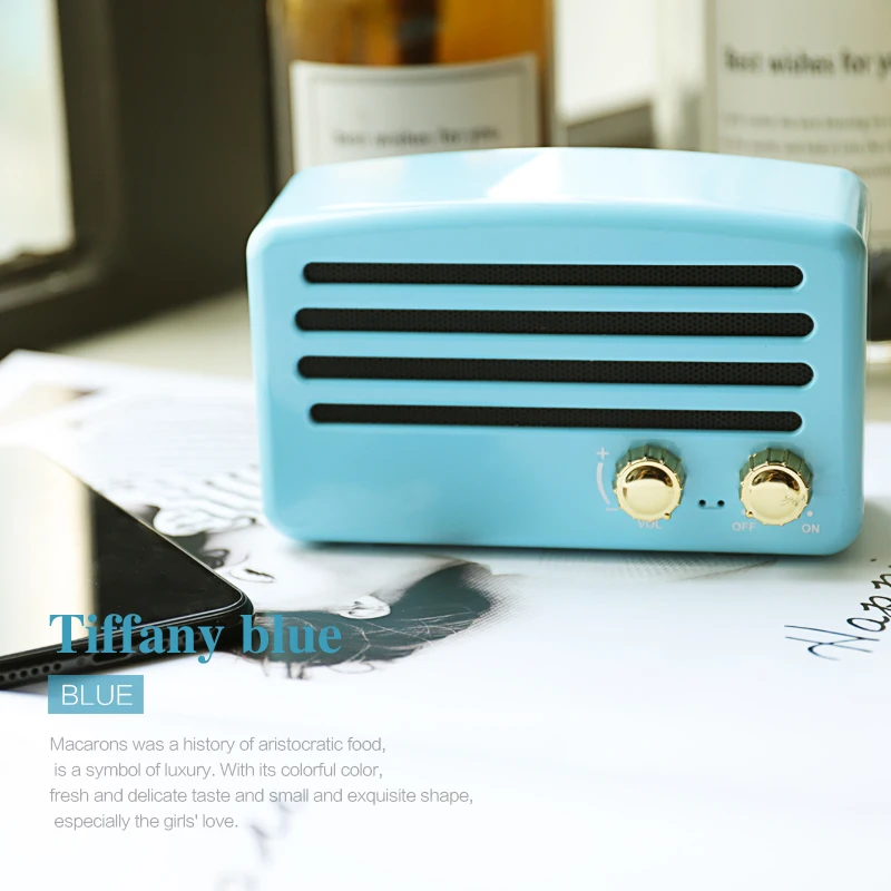 

HIP HIPERDEAL Fashion Plastic Speaker Home-Style Retro Bluetooth Speaker Card Portable Mini Stereo Sound Speaker T5