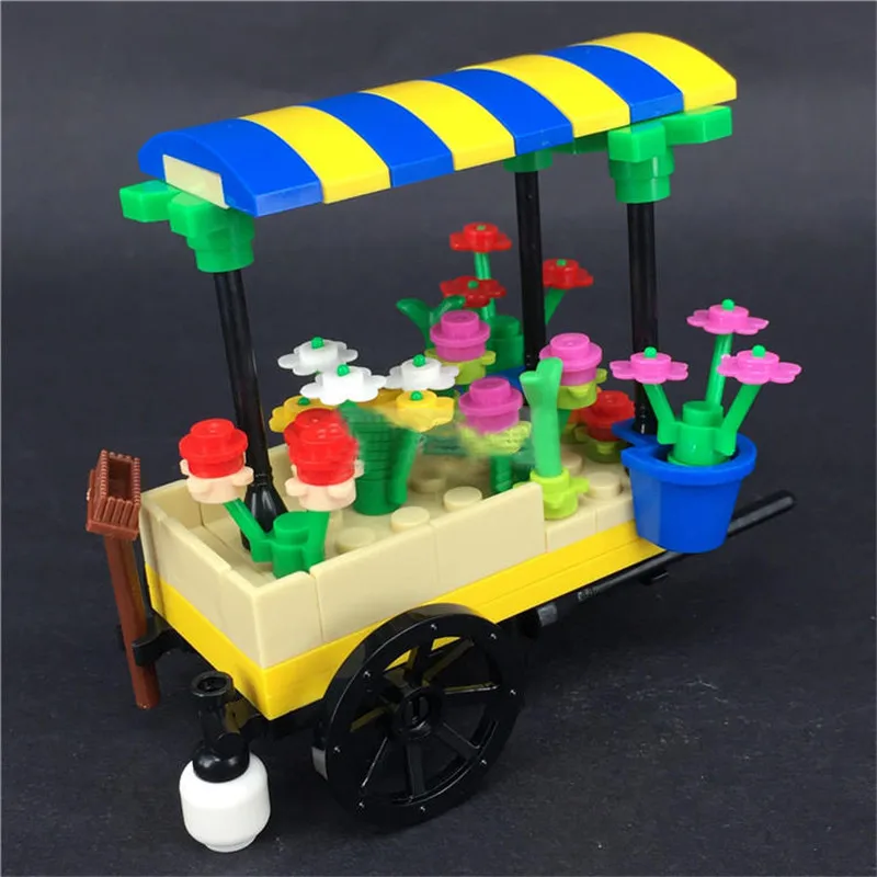 LegoINGlys Flower Cars Store Building Blocks City Street Garden Military Weapon MOC Accessory DIY Kits Toys For Children (5)