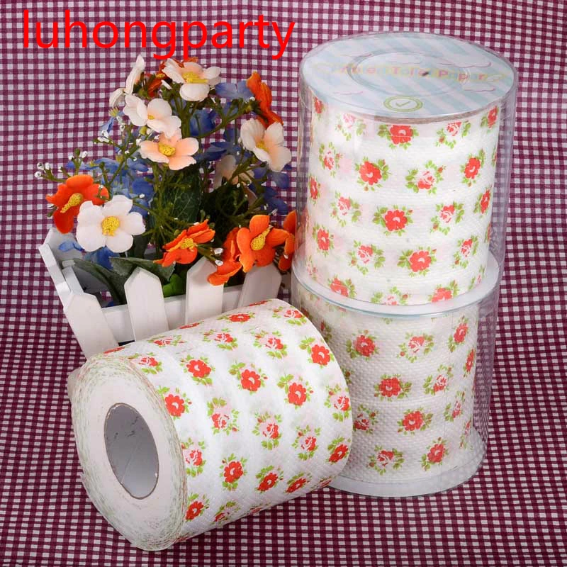 2Packs 30m/pack lovely pink flower Printed Paper Toilet Tissues Roll