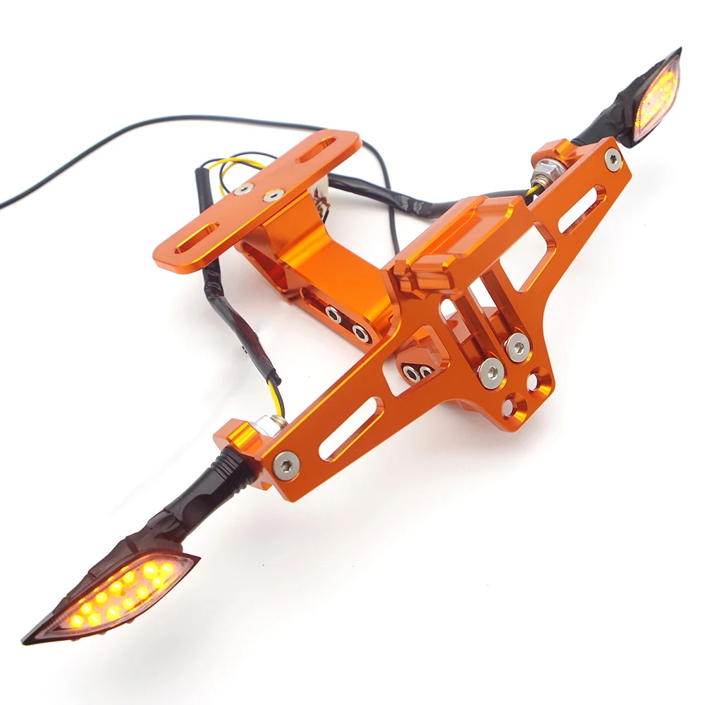

Universal CNC Aluminum Motorcycle License Plate Bracket Holder With LED Light FOR triumph tiger 1050 pulsar 150 bajaj vespa