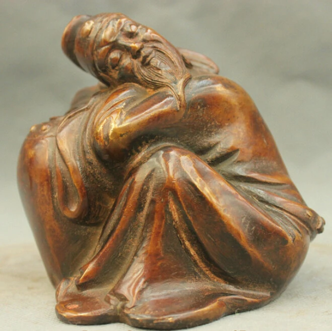 

6'' China Ancient Sage Poet Li po Bronze Statue R0712