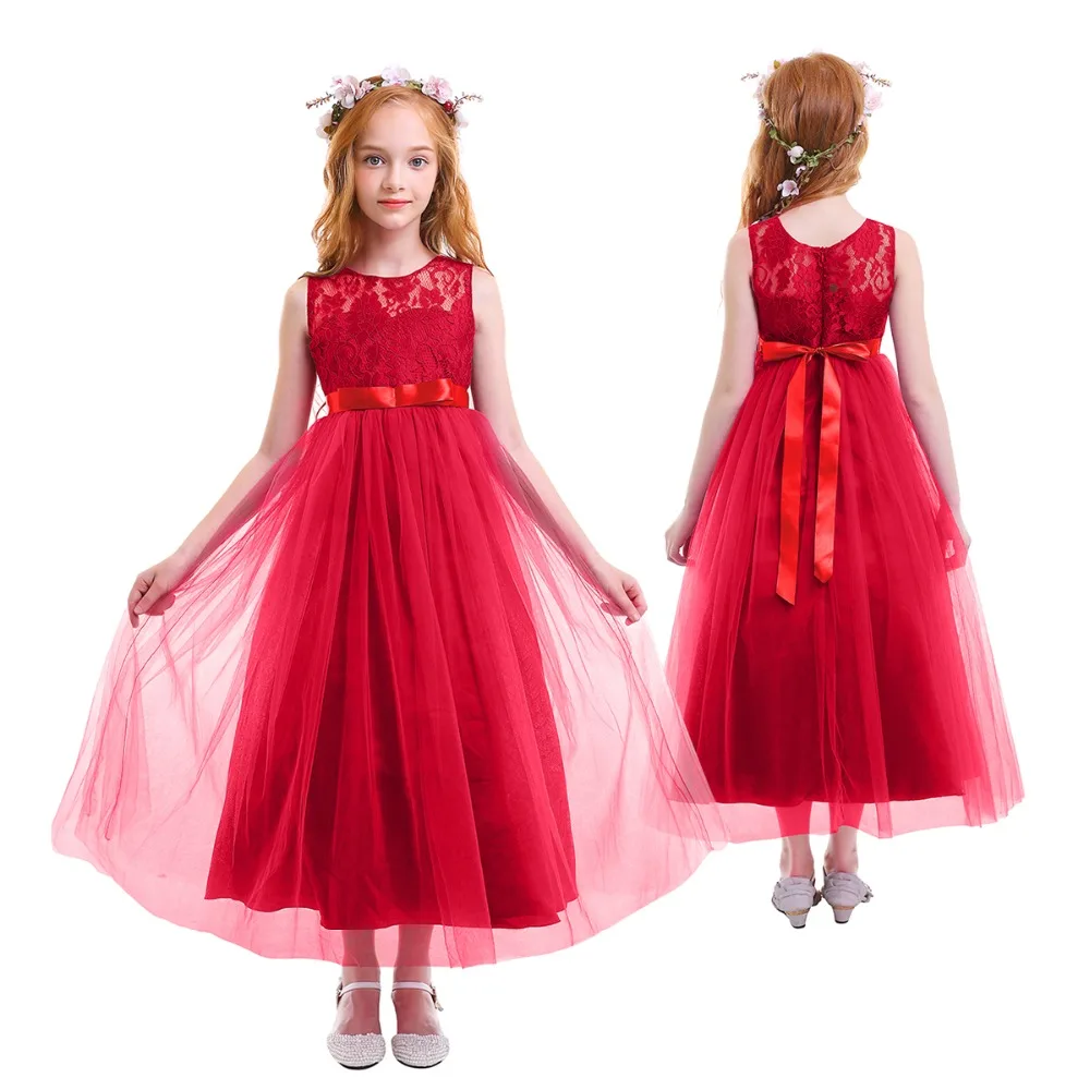 

2019 New Summer Dress for Children Flower Girls Wedding Bridesmaid Dress for Kids Elegant Tutu Tulle Lace Long Dresses for Girls