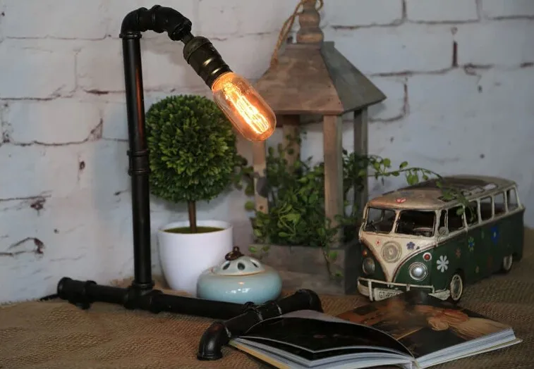 Edison Lamp Bulb Vintage Table Lamps Personalized Water Pipe Table Lights Desk Book Lamp E27 Loft Vintage Lighting Edison Lamp Bulb Vintage Table Lamps Personalized Water Pipe Table Lights Desk Book Lamp E27 Loft Vintage Lighting