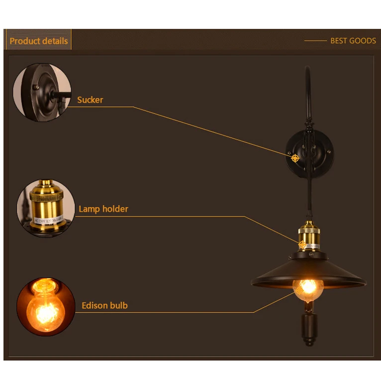 Креативный винтажный Ретро настенный светильник из кованого железа, лофт, промышленный Американский подъемный шкив, настенный светильник, светильник для домашнего декора, кафе-бар