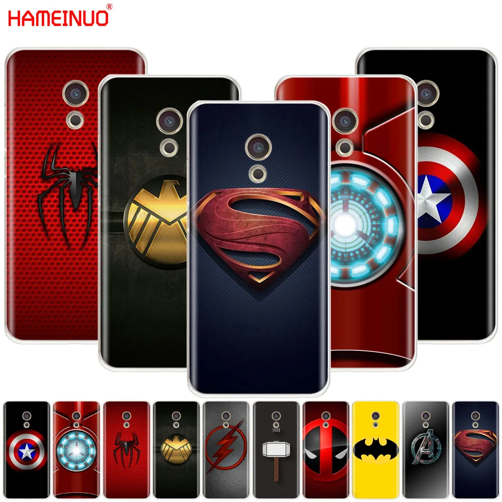 HAMEINUO Мстители одежда «Супергерои» логотип крышка чехол для телефона для Meizu M6 M5 M5S M2 M3 M3S MX4 MX5 MX6 PRO 6 5 U10 U20 note plus