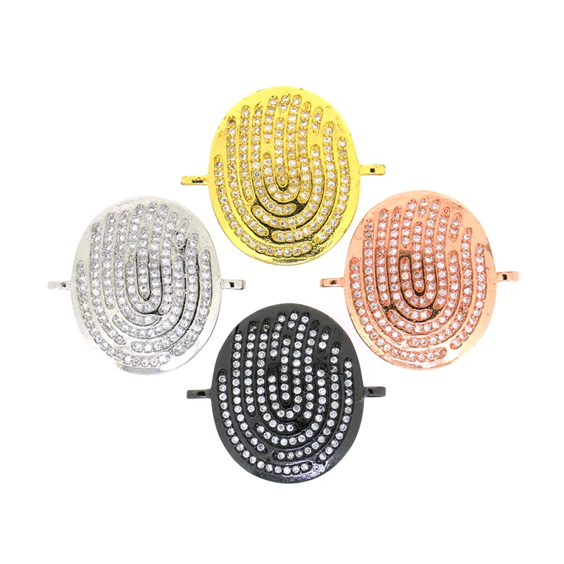 

New Fahion Micro Pave Clear CZ Fingerprint Charm Connector Fit For Making DIY Bracelets Or Necklaces Jewelry Diy Jewelry