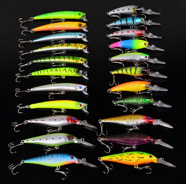 22pcs Lot Mixed Set Fishing Lures Crankbaits Minnow Lure Crank Bait