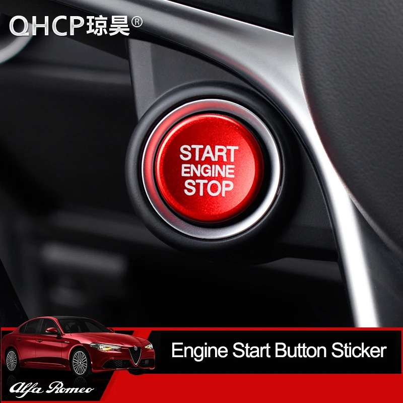 

QHCP Car-Styling Aluminium Alloy Red Engine Start/Stop Button Cover Sticker Trim for Alfa Romeo Giulia/Stelvio 2017 Accessories