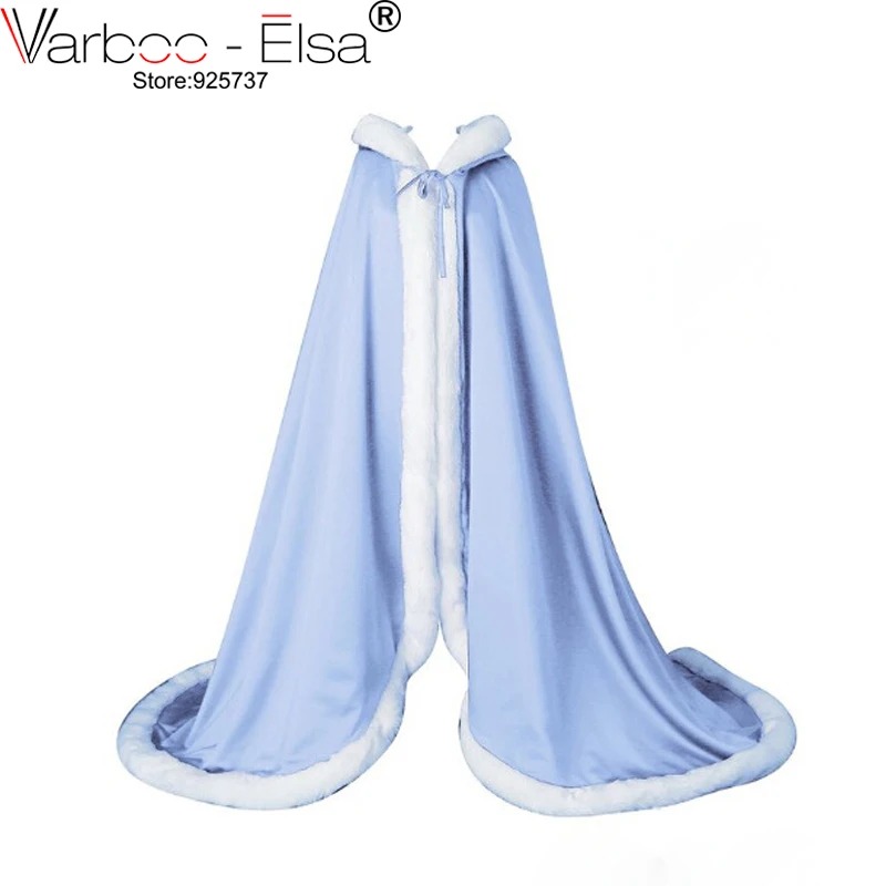 13 Colors Long Lady White Ivory Wedding Cloaks Faux Fur Trim Winter Bridal Cape Stunning Wedding Cape Hooded Party Wraps Jacket