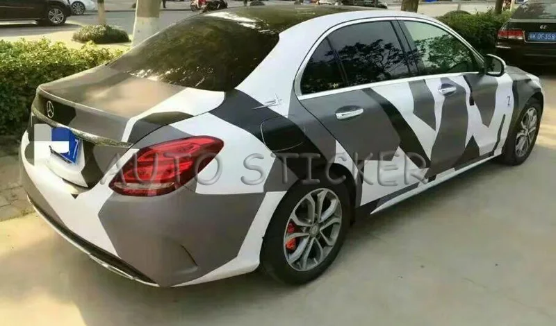 Black white gray Big Camo Vinyl Car Wraps 66