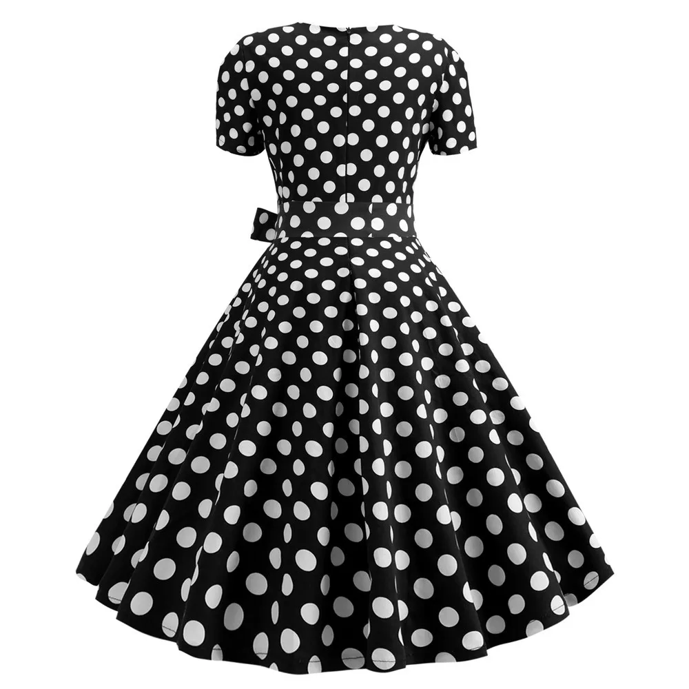 Женские летние платья, элегантное Ретро винтажное платье 50s 60s Robe Rockabilly Swing Pinup, офисное платье в горошек, Повседневные Вечерние платья красного цвета