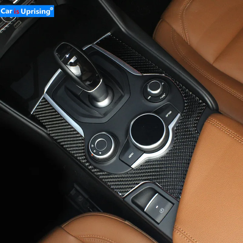 

2017-18 For Alfa Romeo Giulia Stelvio Accessories Car Central Gear Panel Cover Shift Decoration Carbon Fiber Style Trim Sticker