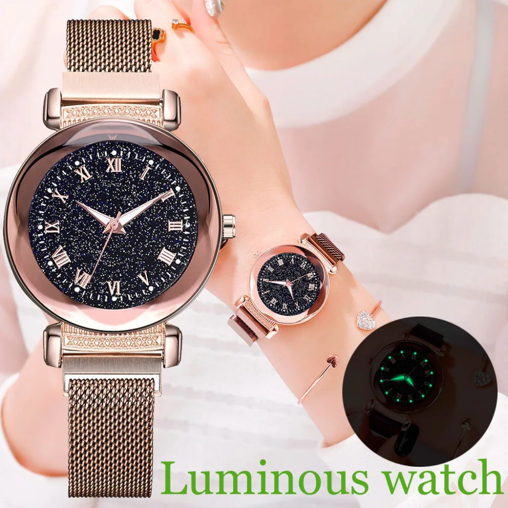

Starry Sky Series Age GIrl Watch Men Unicorn Noctilucent Watch Mosaic Diamond Quartz Mesh Belt Lady Watch Byan Kol Saati New *A