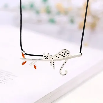 

Bwell 100% 925 Sterling Silver Wiredrawing Necklace & Pendant With Little Lazy Cat On A Branch Rope Chain Fine Jewelry BWNY027