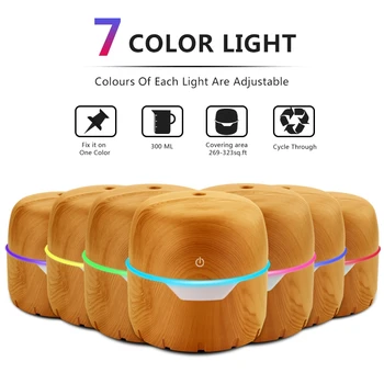 

300Ml Ultrasonic Air Humidifier Air Purifier Oil Diffuser Usb Essential for Office Home with 7 Color Change Led Night Light(Ligh