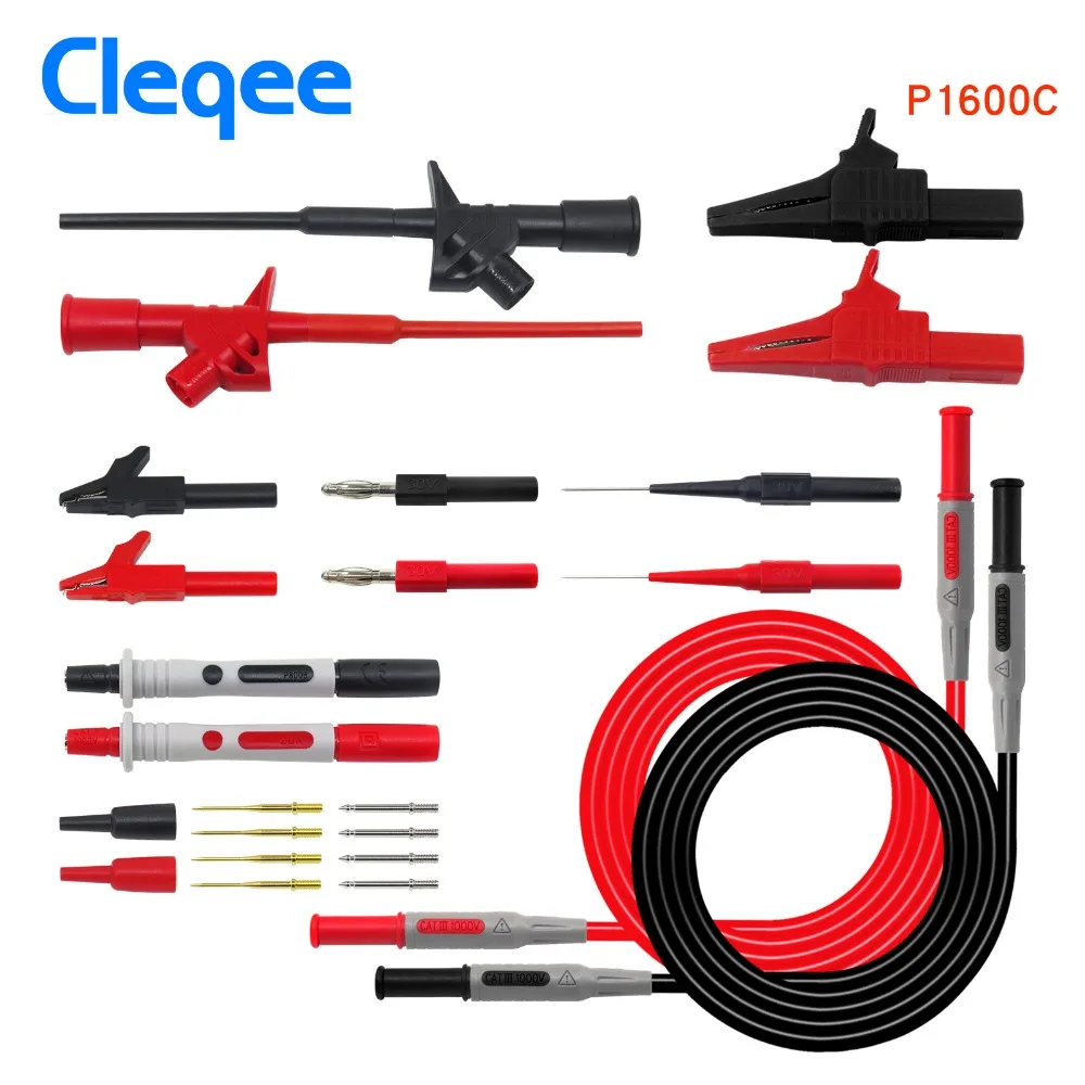 Cleqee P1600C/D/E/F 18 en 1 enchufable sonda de prueba kit de sonda IC gancho de prueba Fluke BNC-cable de prueba Cleqee P1600C/D/E/F 18 en 1 enchufable sonda de prueba kit de sonda IC gancho de prueba Fluke BNC-cable de prueba