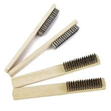2PCS Row Wood Handle Stainless Steel Wire Brush For Industrial Devices Surface Inner Polishing Grinding Cleaning