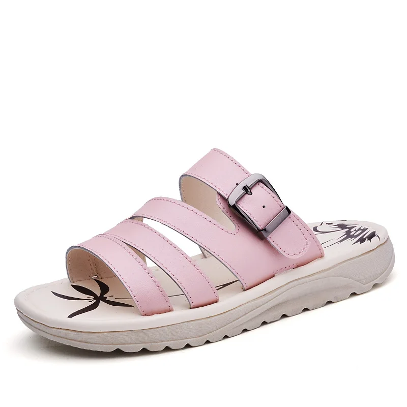 

sweet Brand women shoes woman sandals Gladiator Genuine Leather Buckle Solid Other Flat with Sewing Leisure Leisure A655