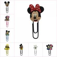 18 шт./партия, бумажные зажимы с рисунком Микки и Минни, Шарм из ПВХ, металлические закладки, бумажный держатель, Детские канцелярские принадлежности, Закладка для книг, школьные офисные принадлежности