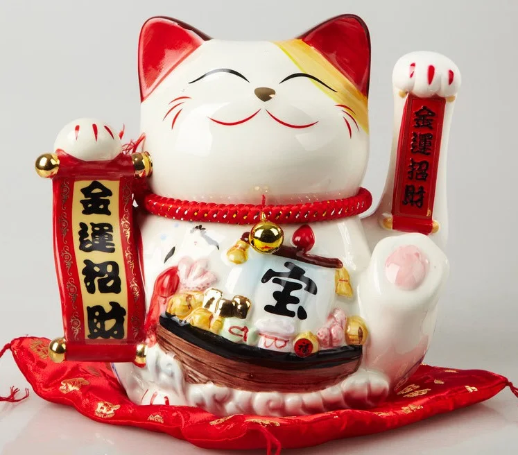 9-дюймовый рукой Lucky Cat Фортуна Cat счетчик Дисплей