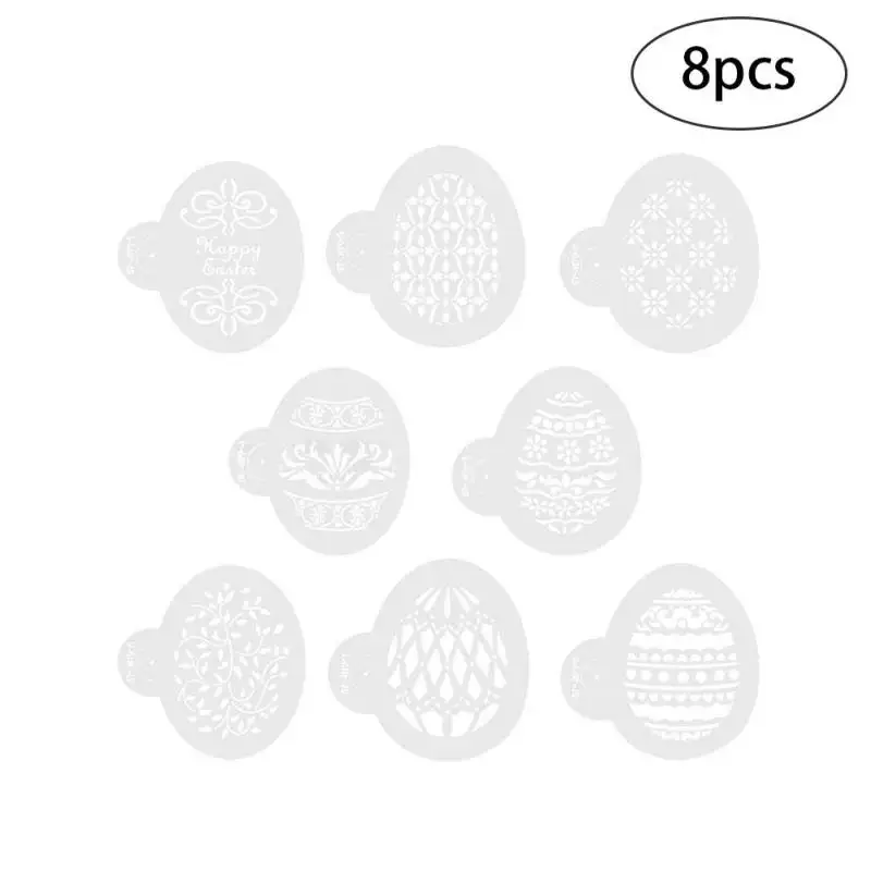8 шт. вафельные формы для пасхальных яиц распылительная форма DIY печать украшения трафарет шаблоны для торта помадка паста инструменты для выпечки - Цвет: 8PCS