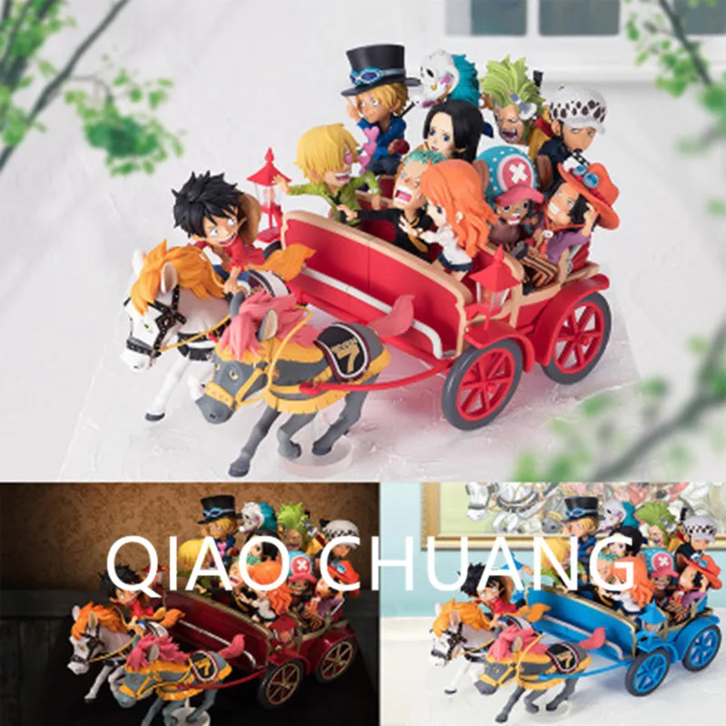 

Anime ONE PIECE 20th Anniversary Monkey D. Luffy Horse-drawn Vehicle Scene PVC Action Figure Model Toy G1080