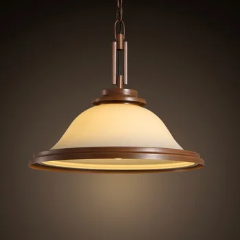 

American Village Dining Room LED E27 Droplight Living Room Retro Simple Circular Glass Pendant Lamp Restaurant Bar Decor Lights