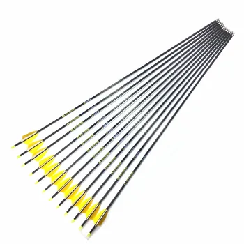 

12pc 2.5" Turkey feathers Carbon arrow 31" Spine 350 ~ 900 OD 5.6mm Real Feather Archery Pure Carbon Arrows For Hunting
