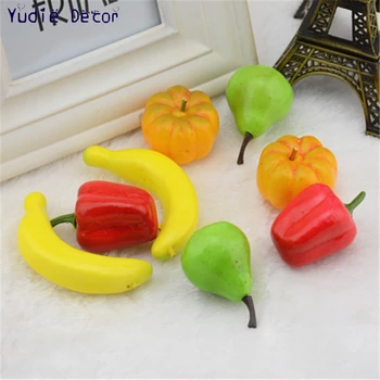 

hot sell cheap 100pcs/lot Artificial Foam Fruit Vegetable For Home Wedding Kid Cognitive Toys Dining Table Kitchen Decoration