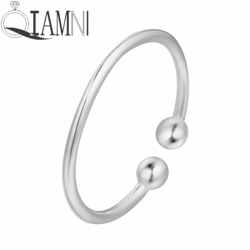 

QIAMNI 925 Sterling Silver Simple Round Double Ball Ring Birthday Jewelry for Women Girls Valentine's Day Gift