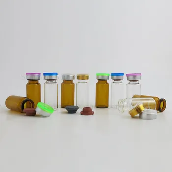 

300 x 10ml Clear Injection Glass Vial & Flip Off Cap 1/3oz Empty Amber Glass Bottle 10cc Liquid Medicine Containers