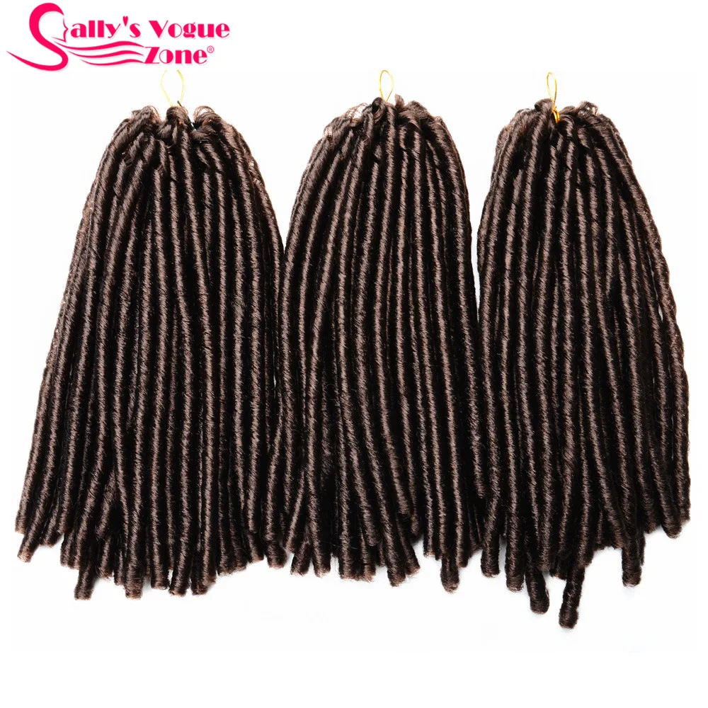 Sallyhair 14inch 70g/pack Crochet Braids Synthetic Braiding Hair Extension Afro Hairstyles Soft Faux Locs Brown Black Thick Full